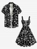 Plus Size Halloween Skeleton Skull Print Tank Dress -  