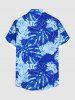 Plus Size Tropical Leaf Print Buttons Pocket Hawaii Shirt For Men -  
