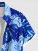 Plus Size Tropical Leaf Print Buttons Pocket Hawaii Shirt For Men -  