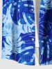Chemise hawaïenne grande taille à imprimé feuilles tropicales et poches à boutons pour homme - Bleu Ciel 5XL