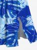 Robe mi-longue hawaïenne fendue à imprimé feuilles tropicales grande taille - Bleu Ciel M