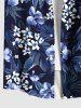 Plus Size Flowers Leaf Tropical Print Buttons Pocket Hawaii Shirt For Men -  