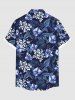 Plus Size Flowers Leaf Tropical Print Buttons Pocket Hawaii Shirt For Men -  