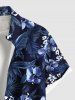 Plus Size Flowers Leaf Tropical Print Buttons Pocket Hawaii Shirt For Men -  