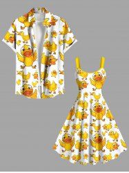 Ducks Print Plus Size Matching Hawaii Beach Outfit For Couples -  