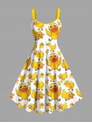 Plus Size Ducks Print Hawaii Tank Dress -  
