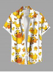 Chemise hawaïenne grande taille à imprimé canards et poches boutonnées pour homme - Jaune 6XL