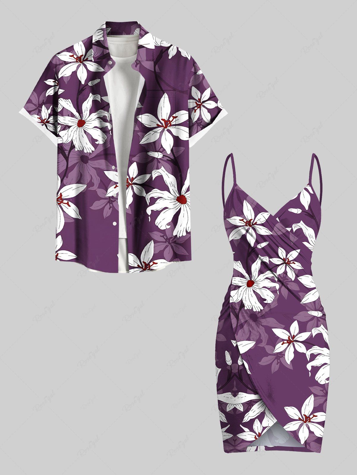 Best Ombre Hibiscus Flower Print Plus Size Matching Hawaii Beach Outfit For Couples  