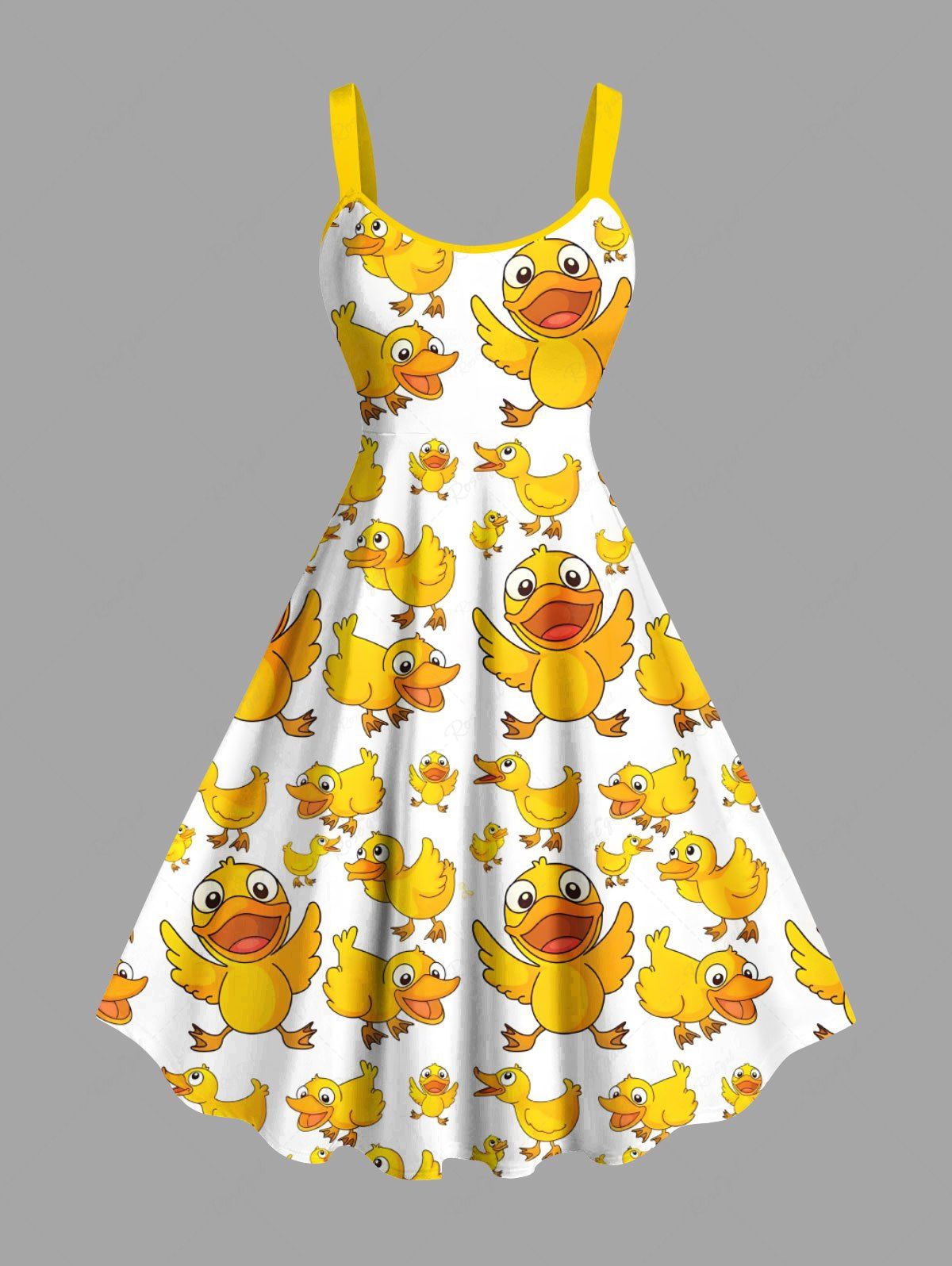 Fashion Plus Size Ducks Print Hawaii Tank Dress  