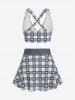Maillot de bain tankini trois pièces rembourré avec nœud papillon en forme de cœur et bretelles croisées, grandes tailles, pour la Saint-Valentin - Gris Foncé 1X | US 14-16