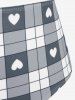 Maillot de bain tankini trois pièces rembourré avec nœud papillon en forme de cœur et bretelles croisées, grandes tailles, pour la Saint-Valentin - Gris Foncé 1X | US 14-16
