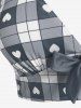 Maillot de bain tankini trois pièces rembourré avec nœud papillon en forme de cœur et bretelles croisées, grandes tailles, pour la Saint-Valentin - Gris Foncé 1X | US 14-16