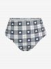 Maillot de bain tankini trois pièces rembourré avec nœud papillon en forme de cœur et bretelles croisées, grandes tailles, pour la Saint-Valentin - Gris Foncé 1X | US 14-16