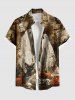 Halloween Skull Pumpkin Spider Web Cat Ghost Bat Distressed Newspaper Print Plus Size Matching Outfit For Couples -  