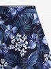 Flowers Leaf Tropical Print Plus Size Hawaii Matching Set -  
