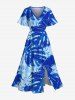 Tropical Leaf Print Plus Size Matching Hawaii Beach Outfit For Couples -  