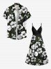 Flowers Leaf Print Plus Size Matching Hawaii Beach Outfit For Couples -  