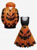 Tenue assortie grande taille à carreaux et imprimé citrouille d'Halloween pour couples - Orange 