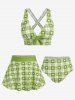 Maillot de bain tankini trois pièces rembourré avec nœud papillon en forme de cœur et bretelles croisées, grandes tailles, pour la Saint-Valentin - Vert Menthe 1X | US 14-16