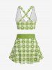 Maillot de bain tankini trois pièces rembourré avec nœud papillon en forme de cœur et bretelles croisées, grandes tailles, pour la Saint-Valentin - Vert Menthe 1X | US 14-16