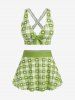Maillot de bain tankini trois pièces rembourré avec nœud papillon en forme de cœur et bretelles croisées, grandes tailles, pour la Saint-Valentin - Vert Menthe 1X | US 14-16