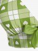 Maillot de bain tankini trois pièces rembourré avec nœud papillon en forme de cœur et bretelles croisées, grandes tailles, pour la Saint-Valentin - Vert Menthe 1X | US 14-16