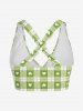 Maillot de bain tankini trois pièces rembourré avec nœud papillon en forme de cœur et bretelles croisées, grandes tailles, pour la Saint-Valentin - Vert Menthe 1X | US 14-16