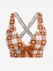 Maillot de bain tankini trois pièces rembourré avec nœud papillon en forme de cœur et bretelles croisées, grandes tailles, pour la Saint-Valentin - Orange Foncé L | US 12