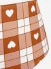 Maillot de bain tankini trois pièces rembourré avec nœud papillon en forme de cœur et bretelles croisées, grandes tailles, pour la Saint-Valentin - Orange Foncé L | US 12