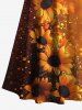 Plus Size Sunflower Ombre Light Spot Print Hawaii Cold Shoulder Crisscross A Line Maxi Dress -  