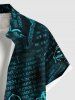 Plus Size Compass Anchor Map Sea Letters Print Hawaii Cruise Button Pocket Shirt For Men -  