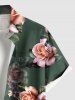 Plus Size Ombre Flower Leaf Print Hawaii Button Pocket Shirt For Men -  
