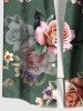 Plus Size Ombre Flower Leaf Print Hawaii Button Pocket Shirt For Men -  