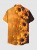 Plus Size Sunflower Ombre Light Spot Print Hawaii Button Pocket Shirt For Men -  