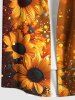 Plus Size Sunflower Ombre Light Spot Print Hawaii Button Pocket Shirt For Men -  