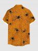 Plus Size Spider Web Insect Print Halloween Button Pocket Shirt For Men - Orange XL