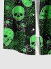 Chemise grande taille à boutons et poches pour homme, motif tête de mort, toile d'araignée, étoiles, Halloween - Noir M
