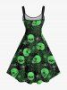 Plus Size Halloween Skulls Spider Web Star Print Tank Dress -  