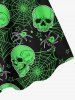 Plus Size Halloween Skulls Spider Web Star Print Tank Dress -  