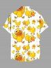Chemise hawaïenne grande taille à imprimé canards et poches boutonnées pour homme - Jaune 6XL