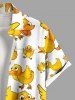 Chemise hawaïenne grande taille à imprimé canards et poches boutonnées pour homme - Jaune 6XL