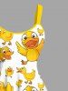 Plus Size Ducks Print Hawaii Tank Dress -  