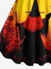 Robe débardeur grande taille avec chapeau d'Halloween, sorcier, hibou, chauve-souris, toile d'araignée et imprimé toile d'araignée - Jaune XXS