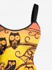 Plus Size Halloween Hat Wizard Owl Bat Spider Web Print Tank Dress -  