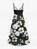 Plus Size Flowers Leaf Print Surplice Hawaii Cami Dress -  