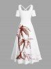 Robe longue hawaïenne grande taille à imprimé cocotiers et épaules dénudées - Blanc 6X