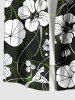 Chemise hawaïenne grande taille à imprimé fleurs et feuilles, avec poches et boutons, pour homme - Noir L