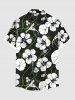 Chemise hawaïenne grande taille à imprimé fleurs et feuilles, avec poches et boutons, pour homme - Noir XL