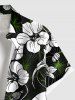 Chemise hawaïenne grande taille à imprimé fleurs et feuilles, avec poches et boutons, pour homme - Noir XL