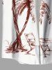 Plus Size Coconut Tree Chair Print Buttons Pocket Hawaii Shirt For Men -  